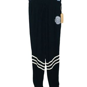 Womens XS WanderLux Beer Babe Graphic Sweatpants Black White Joggers Drawstring‎